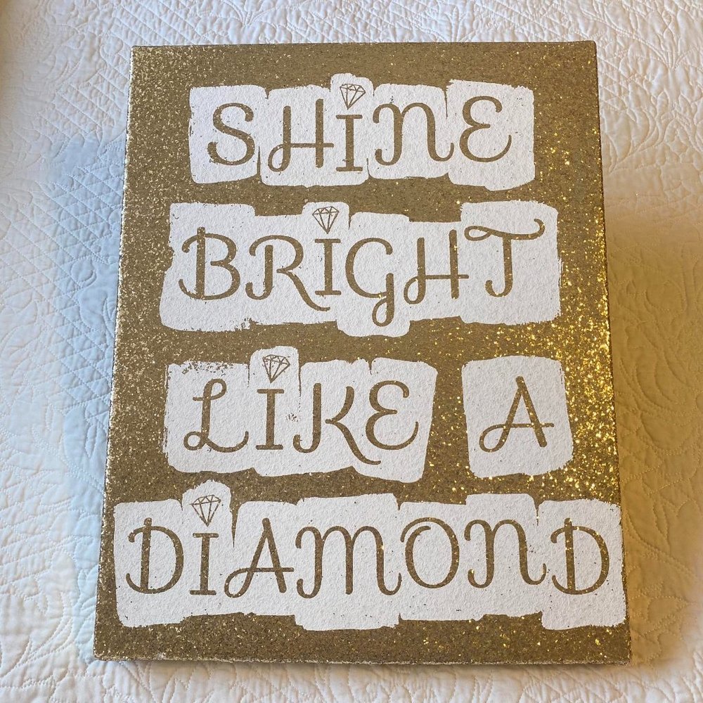 Adorable Gold Glitter Canvas Wall Decoration